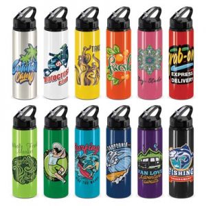 The Trends Oasis Drink Bottle is a 750mm aluminium drink bottle with leak proof flip lid. 12 colours. Great branded promotional drink ware products.