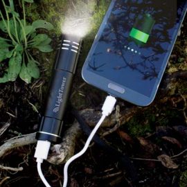 The Trends Flare Torch Power Bank is a powerful rechargeable aluminium torch that doubles as a power bank.  Great branded practical promotional product.