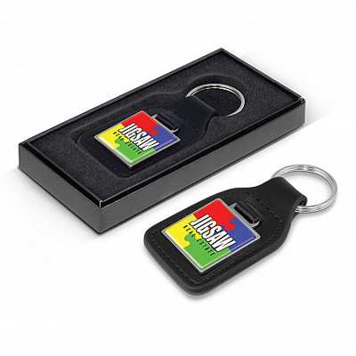 The Trends Collection Baron Square Key Ring is a genuine leather key ring.  Square metal plate for Branding.  Great branded key ring & promotional product.