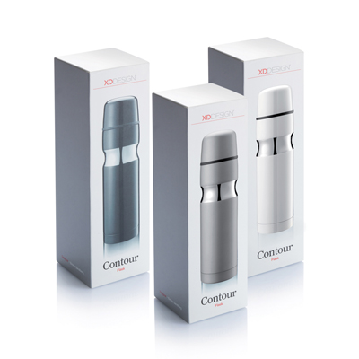 The Trends Collection Contour Vacuum Flask is a sophisticated 500ml double wall vacuum insulated stainless steel flask.  3 colours.  Corporate gifts.