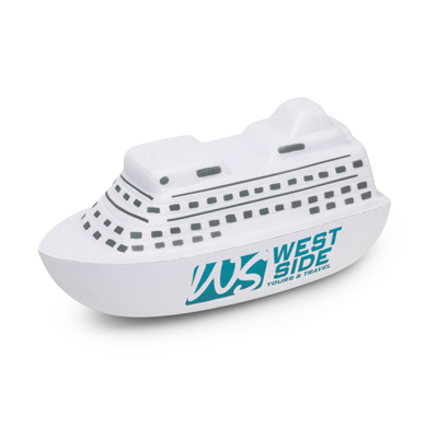 The Trends Collection Stress Cruise Ship is a cruise ship shaped stress relieving toy.  In White.  Great branded anti stress items & promotional products.