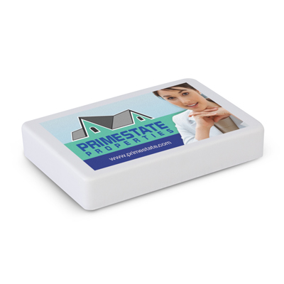 The Trends Collection Stress Business Card is a business card shaped stress relieving toy.  In White.  Great branded anti stress items & promotional products.