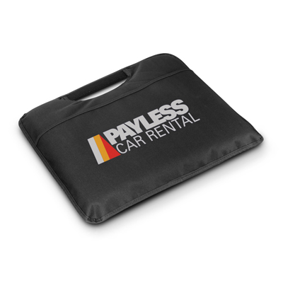 The Trends Collection Stadium Cushion is a comfortable foam padded stadium cushion.  In Black.  Great branded event cushions and promotional products.