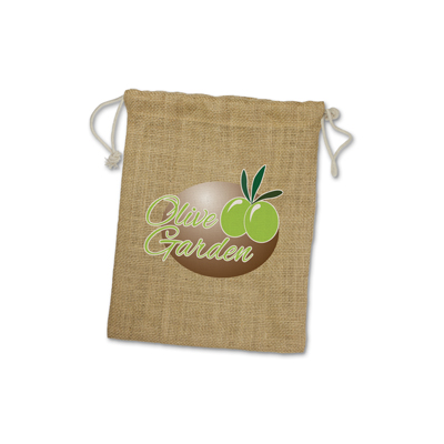 The Trends Collection Jute Gift Bag Medium is an environmentally friendly jute drawstring gift bag.  Great branded gift bags & jute promotional products.