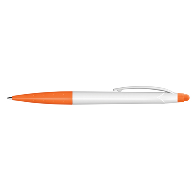 The TRENDS Spark Stylus Pen White Barrel is a twist action plastic ball pen with stylus.  7 colours.  Great branded pen options from TRENDS.