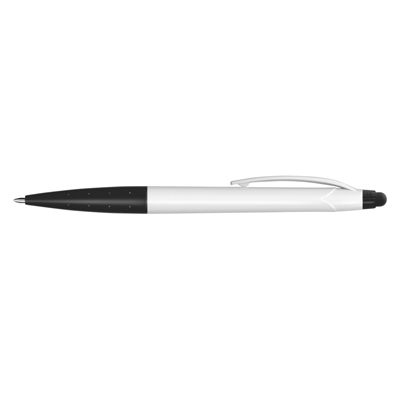 The TRENDS Spark Stylus Pen White Barrel is a twist action plastic ball pen with stylus.  7 colours.  Great branded pen options from TRENDS.