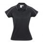 p303ls Biz Collection Ladies Blade Polo Black Silver Grey Front