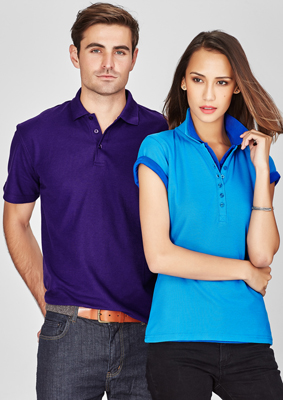 The Biz Collection Ladies Crew Polo is a 65% polyester, 35% cotton polo.  12 colours.  Great branded polo shirts & embroidered or printed uniforms.