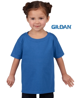 The Gildan Heavy Cotton Toddler T Shirt is a 50% cotton/50% polyester tee. Sizes 2 - 6. Great cost effective kids tees for printing and events.