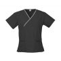 h10722 Biz Collection Contrast Ladies Crossover Scrubs Top – Black/Pewter – Promotrenz