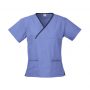 h10722 Biz Collection Contrast Ladies Crossover Scrubs Top – Mid Blue/Navy – Promotrenz