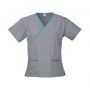 h10722 Biz Collection Contrast Ladies Crossover Scrubs Top – Pewter/Aqua – Promotrenz
