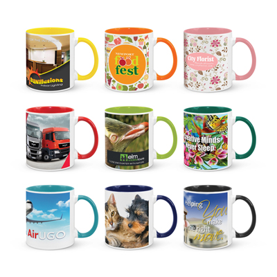 The Trends Collection Madrid Coffee Mug is a 300ml ceramic coffee mug.  9 colour options with White.  Great branded promotional drink ware product.