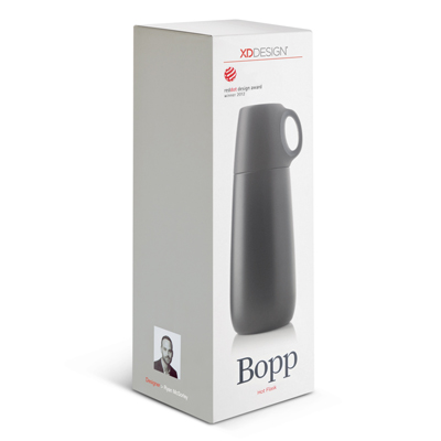 The Trends Collection Bopp Hot Flask is a 600ml double wall, vacuum insulated stainless steel flask.  White or Black.  Great branded drink flasks.
