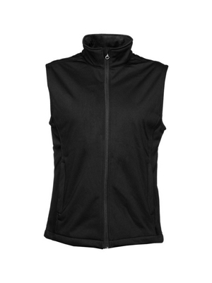 The Aurora Womens 3K Softshell Vest is a water resistant, breathable, wind proof vest.  In Black & Navy.  Sizes 8 - 18.  Great branded Aurora vests.