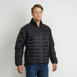 The Aurora Mens Ultralite Puffer Jacket used 100% recycled synthetic down.  Available in Black & Navy.  Sizes XS - 5XL.  Great warm branded winter apparel.