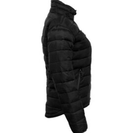 The Aurora Womens Ultralite Puffer Jacket used 100% recycled synthetic down.  Available in Black & Navy.  Sizes 10 - 16.  Great warm branded winter apparel.