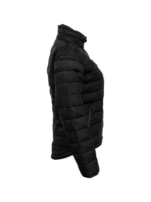 The Aurora Womens Ultralite Puffer Jacket used 100% recycled synthetic down.  Available in Black & Navy.  Sizes 10 - 16.  Great warm branded winter apparel.