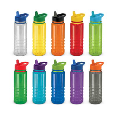 The Trends Collection Triton Elite Drink Bottle is a 750ml drink bottle.  10 bottle colours.  9 coloured lids.  Great branded mix n match drink bottles.