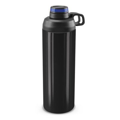The TRENDS Primo Metal Bottle is a large 900ml stainless steel drink bottle with screw on lid. Contrasting silicone bands available.