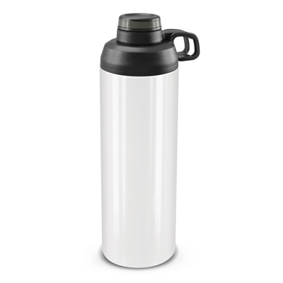 The TRENDS Primo Metal Bottle is a large 900ml stainless steel drink bottle with screw on lid. Contrasting silicone bands available.