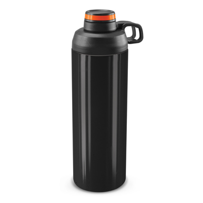 The TRENDS Primo Metal Bottle is a large 900ml stainless steel drink bottle with screw on lid. Contrasting silicone bands available.