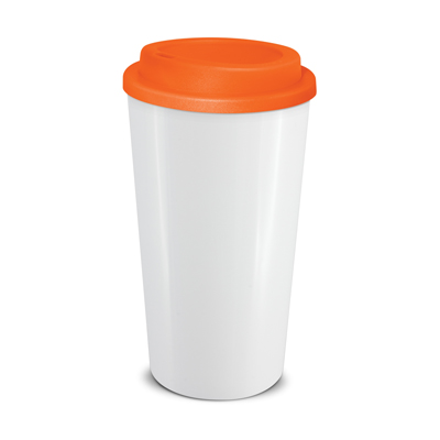 The Trends Collection Cafe Cup is a 480ml double wall reusable coffee cup with secure screw on lid. Mix n Match. 12 colours. Great reusable coffee cups.