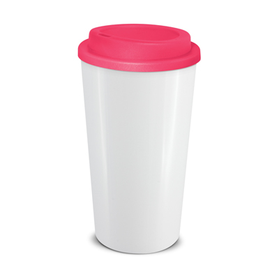 The Trends Collection Cafe Cup is a 480ml double wall reusable coffee cup with secure screw on lid. Mix n Match. 12 colours. Great reusable coffee cups.