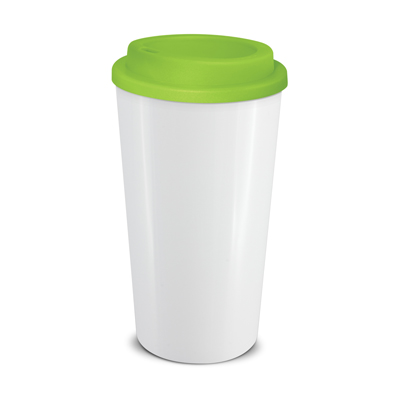 The Trends Collection Cafe Cup is a 480ml double wall reusable coffee cup with secure screw on lid. Mix n Match. 12 colours. Great reusable coffee cups.