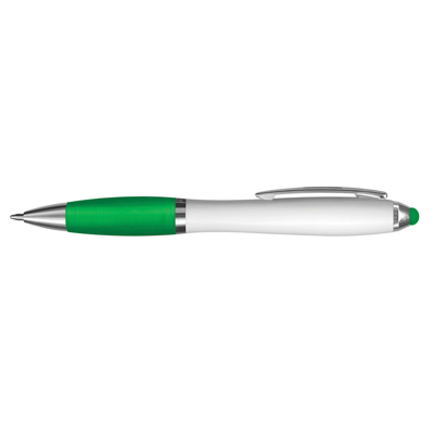 The TRENDS Vistro Stylus Pen White Barrels are a twist action plastic ball pen with white barrel. 10 colours. Great branded pens.