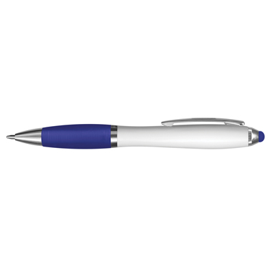 The TRENDS Vistro Stylus Pen White Barrels are a twist action plastic ball pen with white barrel. 10 colours. Great branded pens.