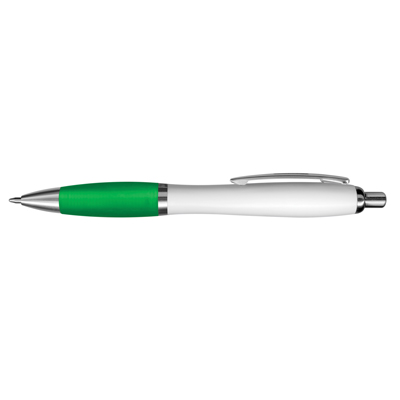 The TRENDS Vistro Pen White Barrel is a retractable plastic ball pen with white barrel.  Soft touch grip.  10 colours.  Great branded pens.
