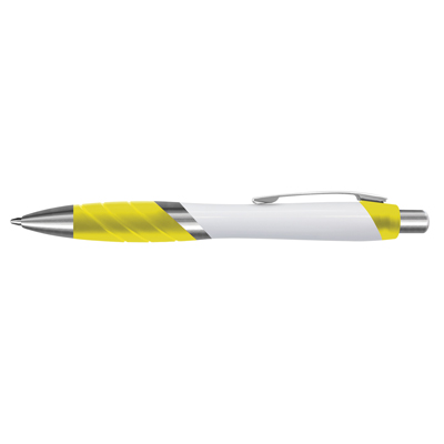 The TRENDS Borg Pen White Barrel is a retractable plastic ball pen with white barrel. 10 colours. Black Ink. Great branded pens.