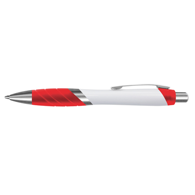 The TRENDS Borg Pen White Barrel is a retractable plastic ball pen with white barrel. 10 colours. Black Ink. Great branded pens.