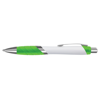 The TRENDS Borg Pen White Barrel is a retractable plastic ball pen with white barrel. 10 colours. Black Ink. Great branded pens.