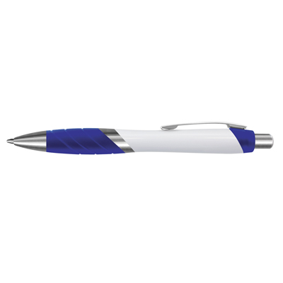 The TRENDS Borg Pen White Barrel is a retractable plastic ball pen with white barrel. 10 colours. Black Ink. Great branded pens.