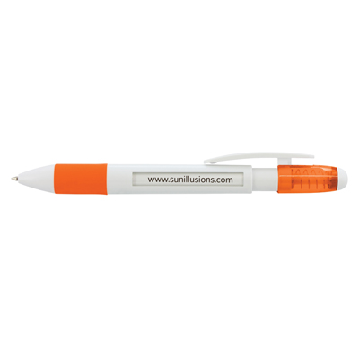 The TRENDS Vision Message Pen is a retractable plastic ball pen with white barrel. Can have 6 different messages. 6 colours.