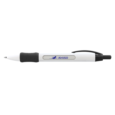 The TRENDS Atara Message Pen is a retractable plastic ball pen with white barrel.  Multi message available.  Great branded promo pens.