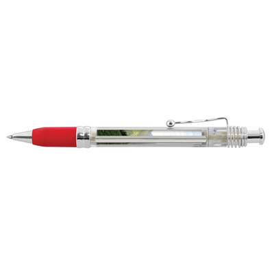 The TRENDS Pluto Banner Pen is a retractable plastic & metal pen with clear barrel.  Pull out banner.  6 colours.  Blue or Black Ink. 