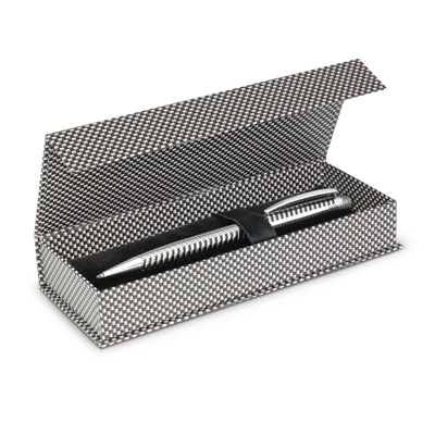 The Trends Collection Belmont Ball Pen is a refined twist action brass ball pen with unique 3D etched pattern.  Silver/Black.  Great branded pens & corporate gifts.