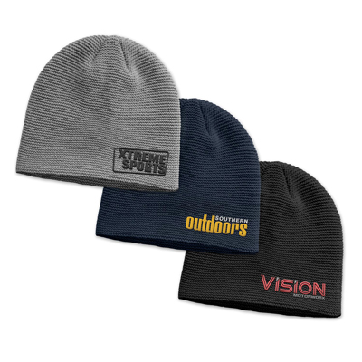 The TRENDS Montana Garter Knit Beanie is a luxurious acrylic beanie. Garter knitted. 3 colours. Embroidery available. OSFA