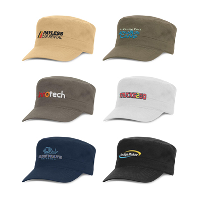 The Trends Collection Scout Military Style Cap  is a heavy cotton gap for general promo or uniforms.  Pre curved peak.  6 colours.   Great branded caps.