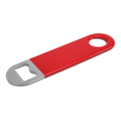 The Trends Collection Speed Bottle Opener is a small stainless steel bottle opener with soft touch vinyl coating. 4 colours. Great branded bottle openers.