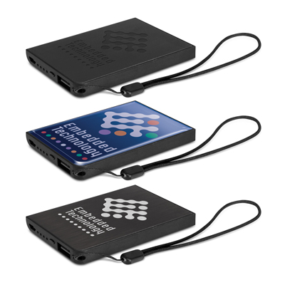 The Trends Proteus 2000 Power Bank is a 2000mAh power bank. Premium branding options. Black. Great branded power banks & tech promo products.