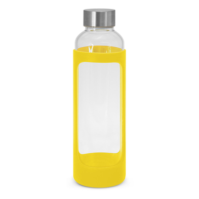 The TRENDS Venus Bottle Silicone Sleeve is a 600ml borosilicate glass drink bottle with soft touch silicone sleeve.  10 colours.  Print or engrave.