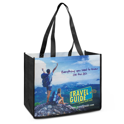 The Trends Collection Chicago Tote Bag is a wide tote bag with large gusset.  80gsm PET.  Full Colour sublimation.  Great branded full colour tote bags.