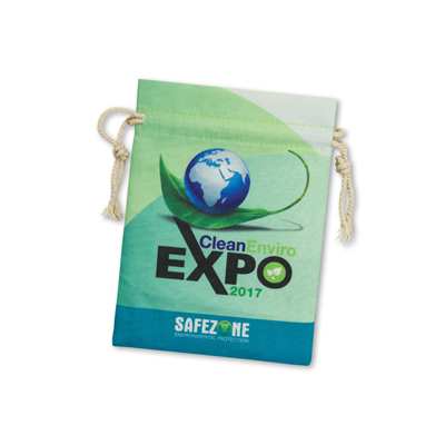 The Trends Collection Turin Cotton Gift Bag is a medium 140gsm cotton gift bag with drawstrings.  Sublimation printed full colour.  Great branded drawstring gift bags.