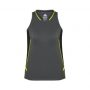 SG702L Biz Collection Womens Renegade Singlet GreyBlackFluoroYellow_Front