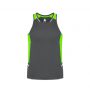 SG702M Biz Collection Mens Renegade Singlet Grey Fluoro Green