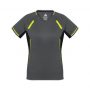 T701LS Biz Collection Ladies Renegade Tee Grey Black Fluoro Yellow